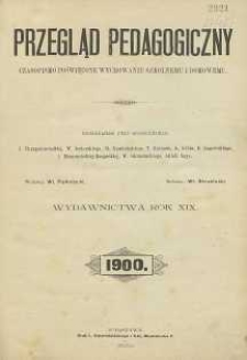 Przegląd Pedagogiczny, 1900, R. 19, spis rzeczy