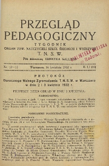 Przegląd Pedagogiczny, 1932, R. 51, nr 12/13