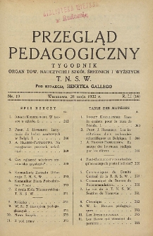 Przegląd Pedagogiczny, 1932, R. 51, nr 19
