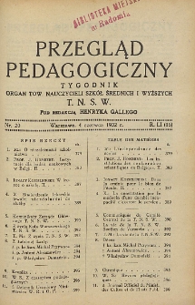 Przegląd Pedagogiczny, 1932, R. 51, nr 20