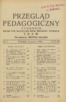 Przegląd Pedagogiczny, 1932, R. 51, nr 21