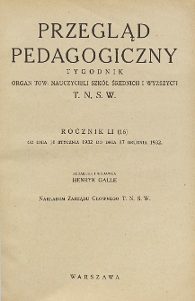 Przegląd Pedagogiczny, 1932, R. 51, spis rzeczy