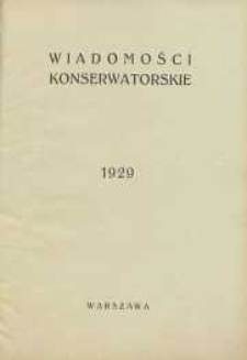 Wiadomości Konserwatorskie, 1929, nr 1