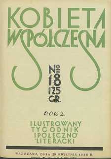 Kobieta współczesna : Ilustrowany tygodnik społeczno-literacki, 1928, R. 2, nr 18