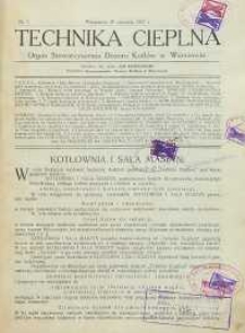 Technika cieplna, 1927, R. 5, nr 1