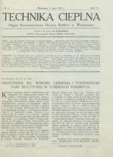 Technika cieplna, 1927, R. 5, nr 5