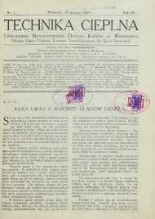 Technika cieplna, 1934, R. 12, nr 1