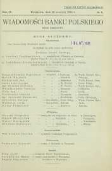 Wiadomości Banku Polskiego : Dział Urzędowy, 1938, R. 4, nr 6