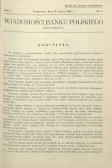 Wiadomości Banku Polskiego : Dział urzędowy, 1935, R. 1, nr 1
