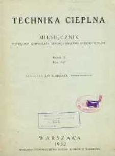Technika cieplna, 1932, R. 10, Spis rzeczy