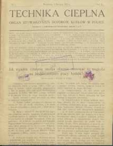 Technika cieplna, 1925, R. 3, nr 1
