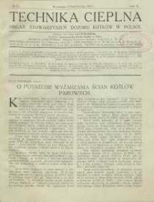 Technika cieplna, 1925, R. 3, nr 10