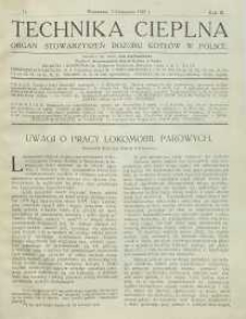 Technika cieplna, 1925, R. 3, nr 11