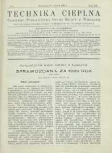 Technika cieplna, 1930, R. 8, nr 6