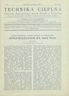 Technika cieplna, 1930, R. 8, nr 8