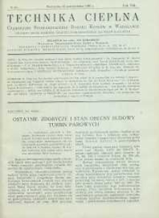 Technika cieplna, 1930, R. 8, nr 10