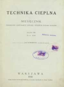 Technika cieplna, 1930, R. 8, Spis rzeczy