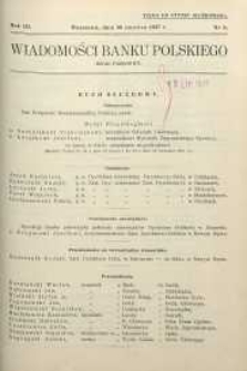 Wiadomości Banku Polskiego : Dział urzędowy, 1937, R. 3, nr 6