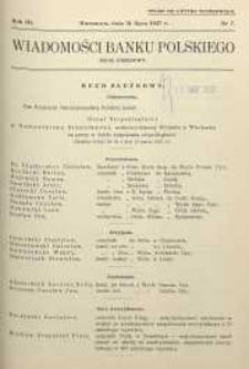 Wiadomości Banku Polskiego : Dział urzędowy, 1937, R. 3, nr 7
