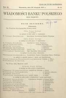 Wiadomości Banku Polskiego : Dział urzędowy, 1937, R. 3, nr 11