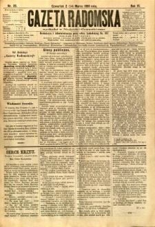 Gazeta Radomska, 1889, R. 6, nr 22