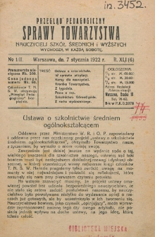 Przegląd Pedagogiczny, 1922, R. 41, nr 1