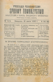 Przegląd Pedagogiczny, 1922, R. 41, nr 12