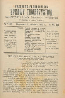Przegląd Pedagogiczny, 1922, R. 41, nr 14