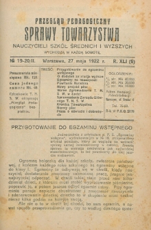Przegląd Pedagogiczny, 1922, R. 41, nr 19/20