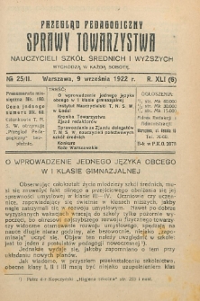 Przegląd Pedagogiczny, 1922, R. 41, nr 25
