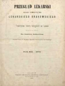 Przegląd Lekarski, 1873, R. 12, spis rzeczy zawartych w tomie XII Przeglądu Lekarskiego