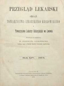 Przegląd Lekarski, 1875, R. 14, spis rzeczy zawartych w tomie XIV Przeglądu Lekarskiego