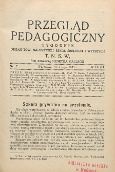 Przegląd Pedagogiczny, 1933, R. 52, nr 7
