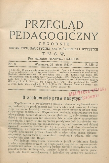 Przegląd Pedagogiczny, 1933, R. 52, nr 8