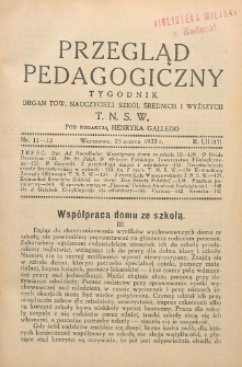 Przegląd Pedagogiczny, 1933, R. 52, nr 11/12