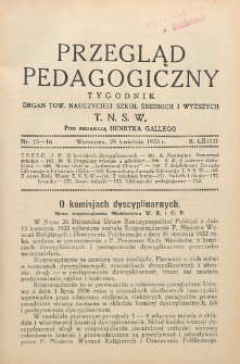 Przegląd Pedagogiczny, 1933, R. 52, nr 15/16