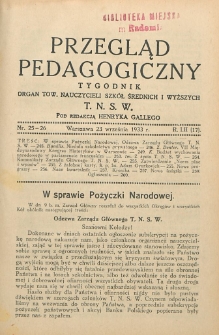 Przegląd Pedagogiczny, 1933, R. 52, nr 25/26