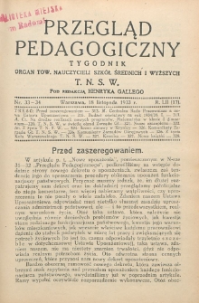 Przegląd Pedagogiczny, 1933, R. 52, nr 33/34