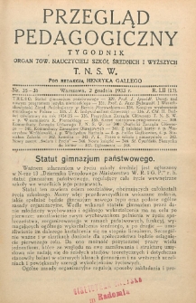 Przegląd Pedagogiczny, 1933, R. 52, nr 35/36