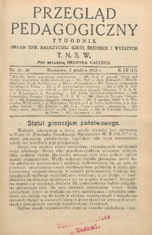 Przegląd Pedagogiczny, 1933, R. 52, nr 35/36