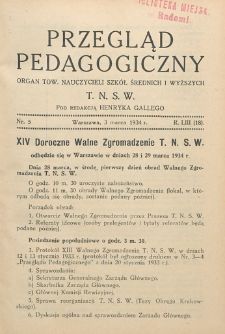 Przegląd Pedagogiczny, 1934, R. 53, nr 5