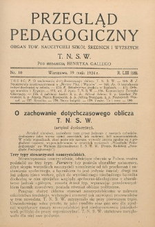 Przegląd Pedagogiczny, 1934, R. 53, nr 10