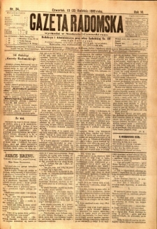 Gazeta Radomska, 1889, R. 6, nr 34
