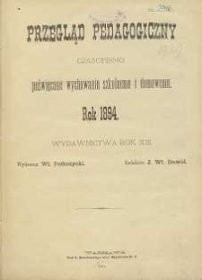 Przegląd Pedagogiczny, 1894, R. 13, Spis rzeczy