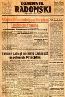 Dziennik Radomski, 1940, R. 1, nr 1