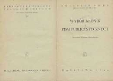 Wybór kronik i pism publicystycznych