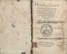 Homiliae in omnes epistolas dominicales iuxta literam. Pars hyemalis