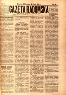 Gazeta Radomska, 1889, R. 6, nr 54