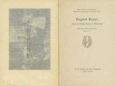 English essays : from sir Philip Sidney to Macaulay : with introduction and notes