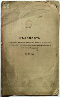 Vedomost' spravočnym'' cenam'' na stroitel'nye materialy s'' dostavkoŭ na mesto rabot'' i na rabočih'' v''b'' uezdah'' Var&scaron;avskoj Gubernii i v'' gorode Vloclavske